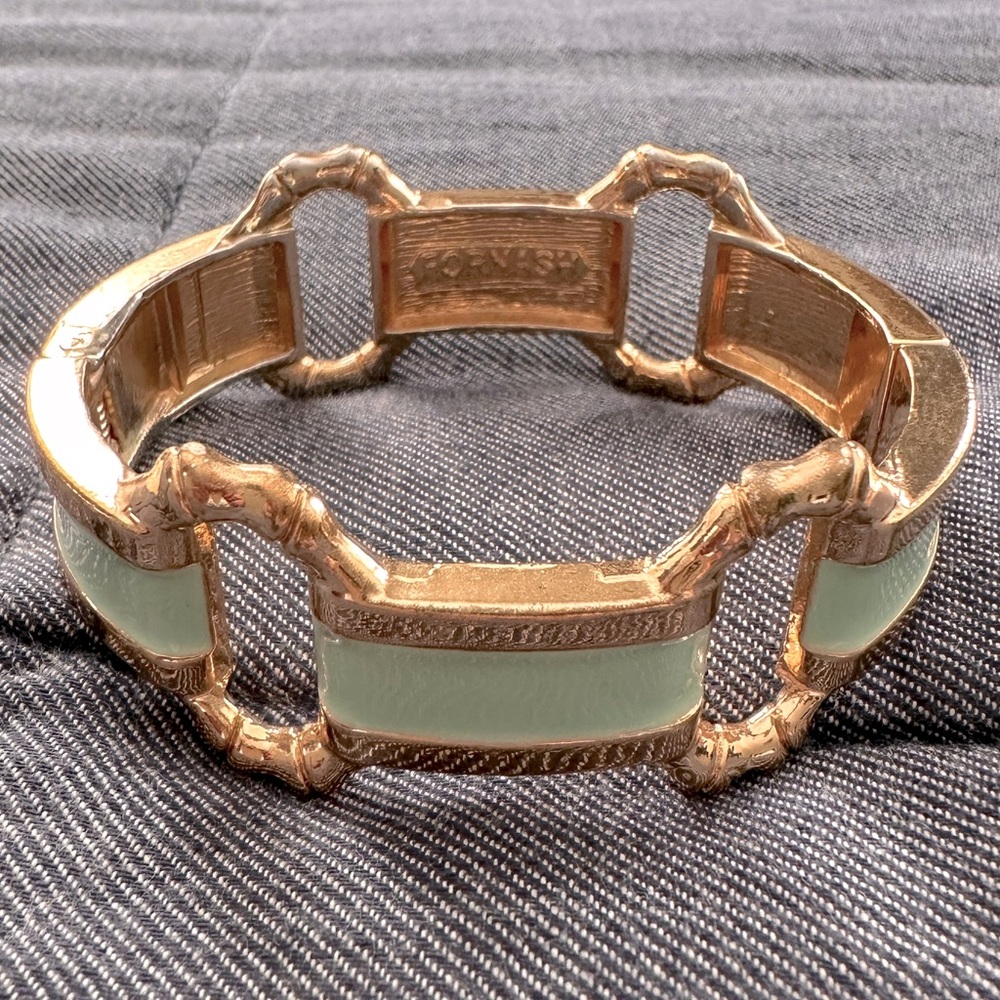 EUC Fornash Gold/Mint Green Hinged Bracelet